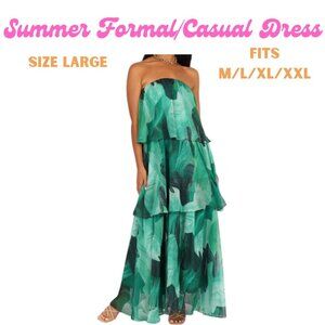 NWT Petal + Pup Summer Palms Strapless Maxi Dress